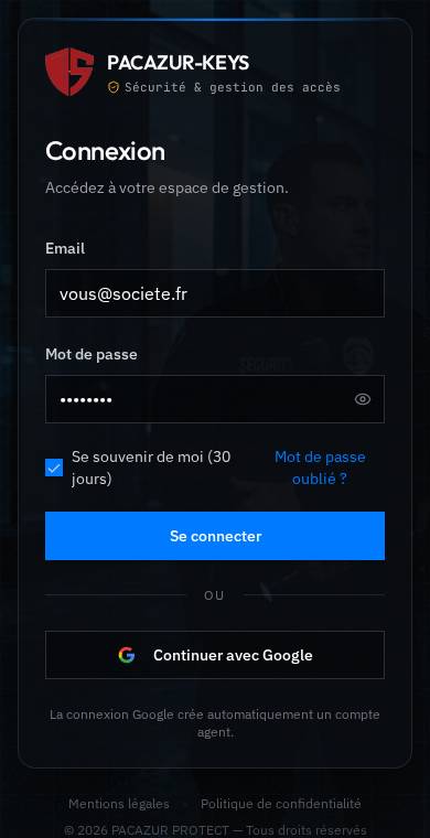 Capture d'écran : Se connecter à l'application